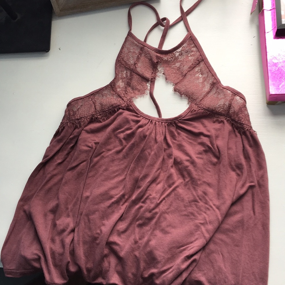 Mauve crop top w/ lace cutout! UO